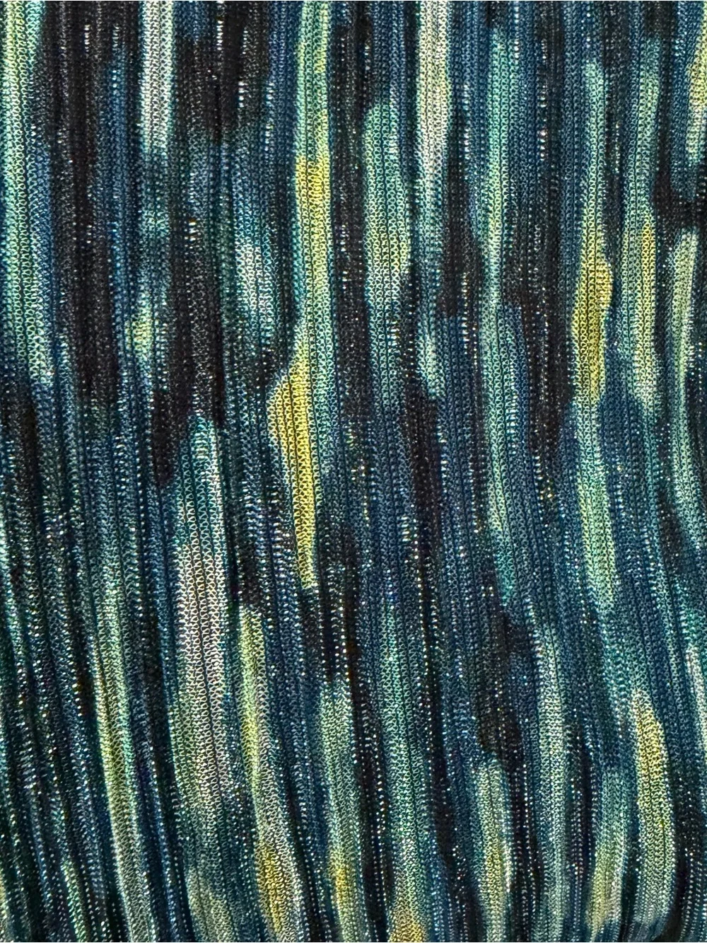 Chicos Womens Crinkle Shine Mock Neck Top Size XL Teal Yellow Long Sleeve Office - Picture 5 of 8